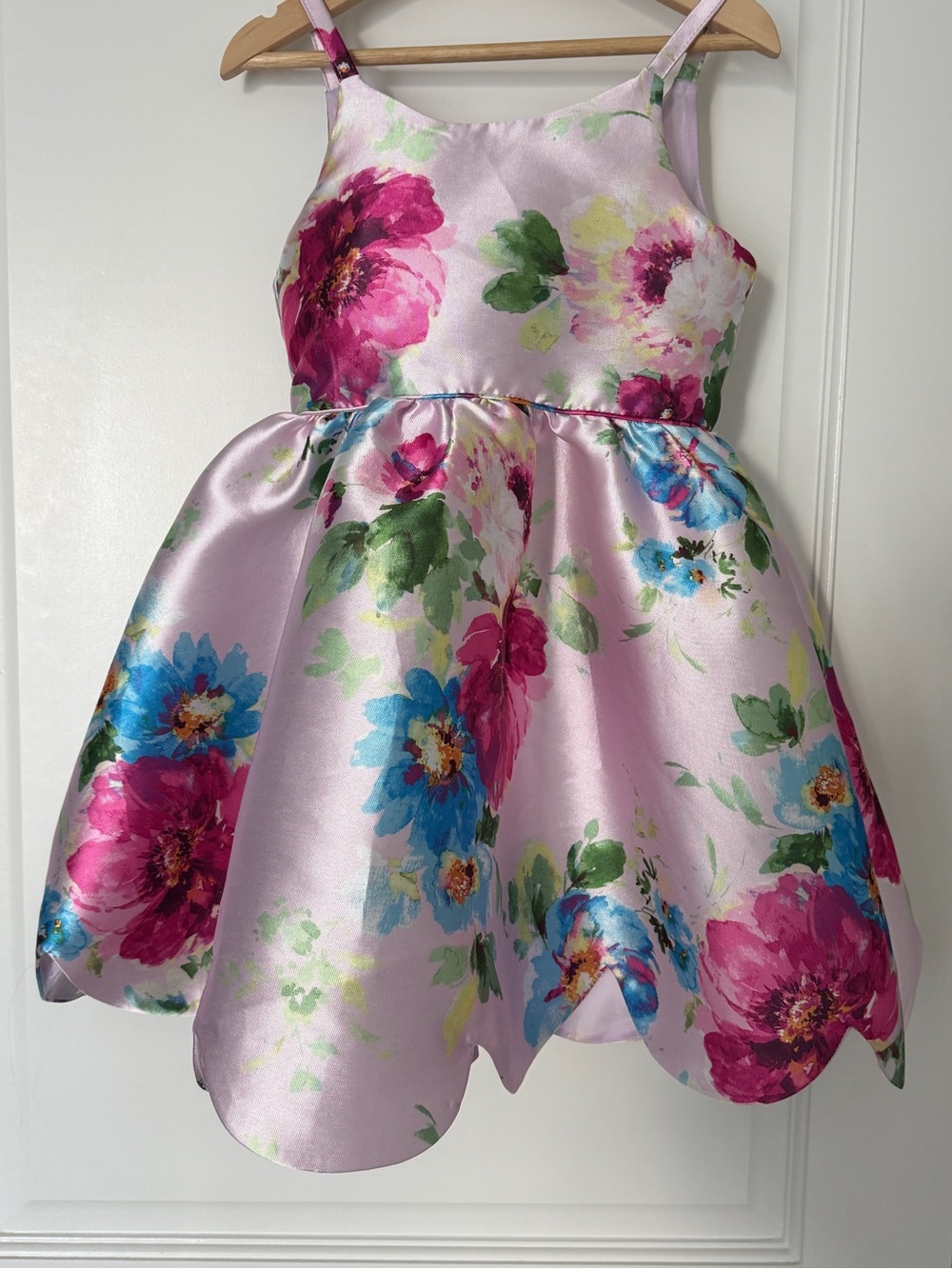 Zunie Girls Pink Floral Satin Party Dress size 5
